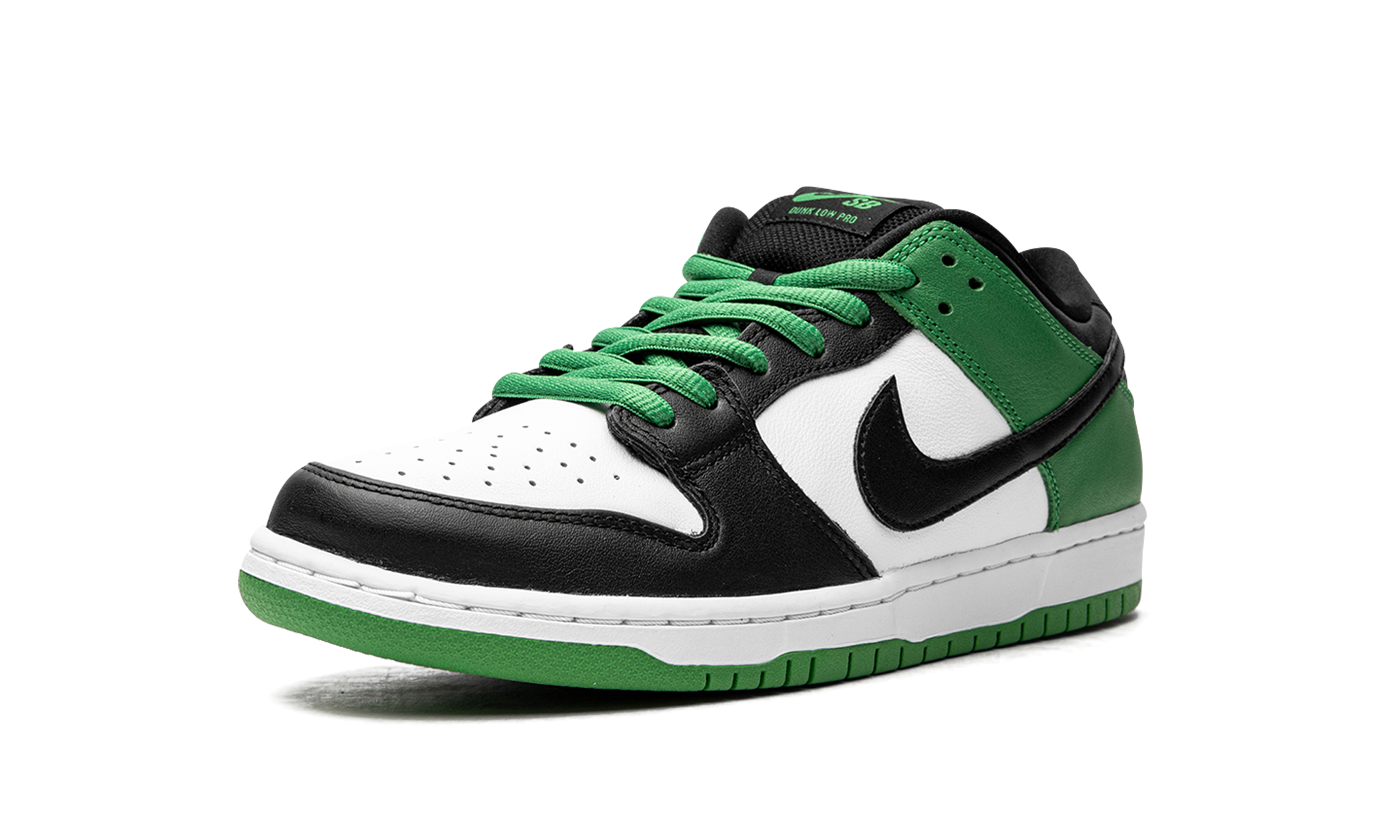 nike sb dunk low classic green+BQ6817-302+left diagnol single view