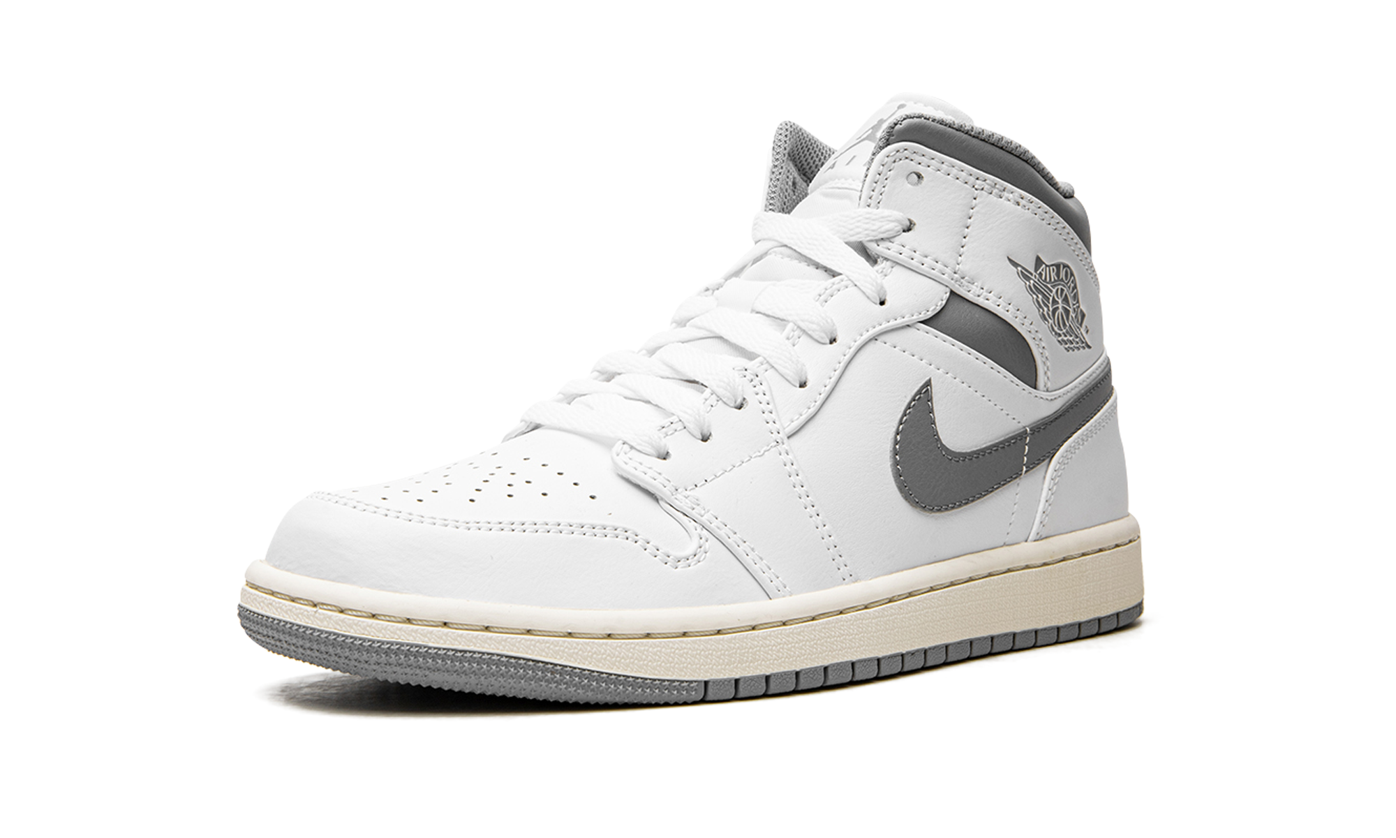 air jordan 1 mid neutral grey+554724-135+left diagnol single view