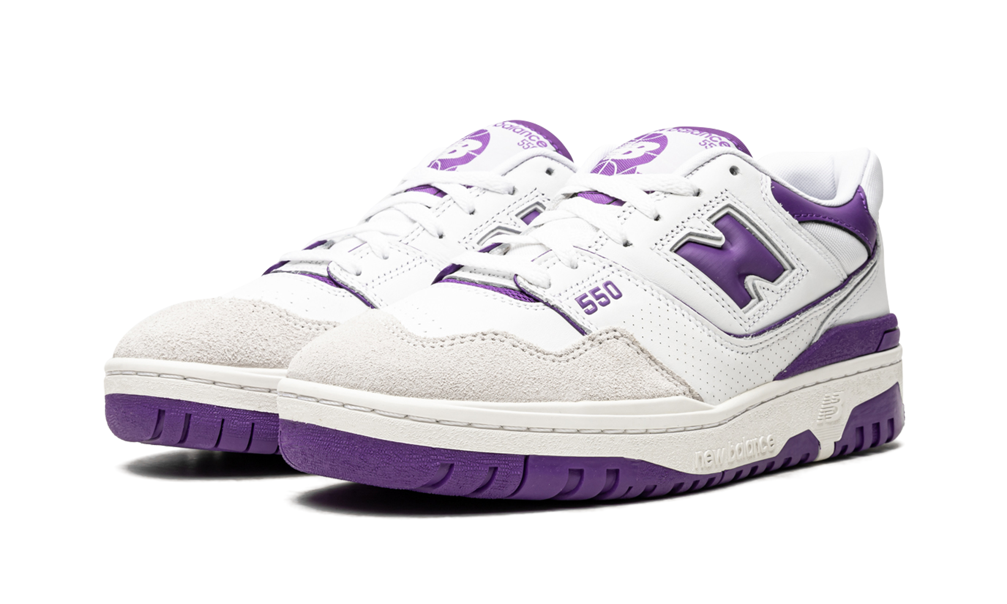 new balance 550 white purple+BB550WR1+diagnol left view