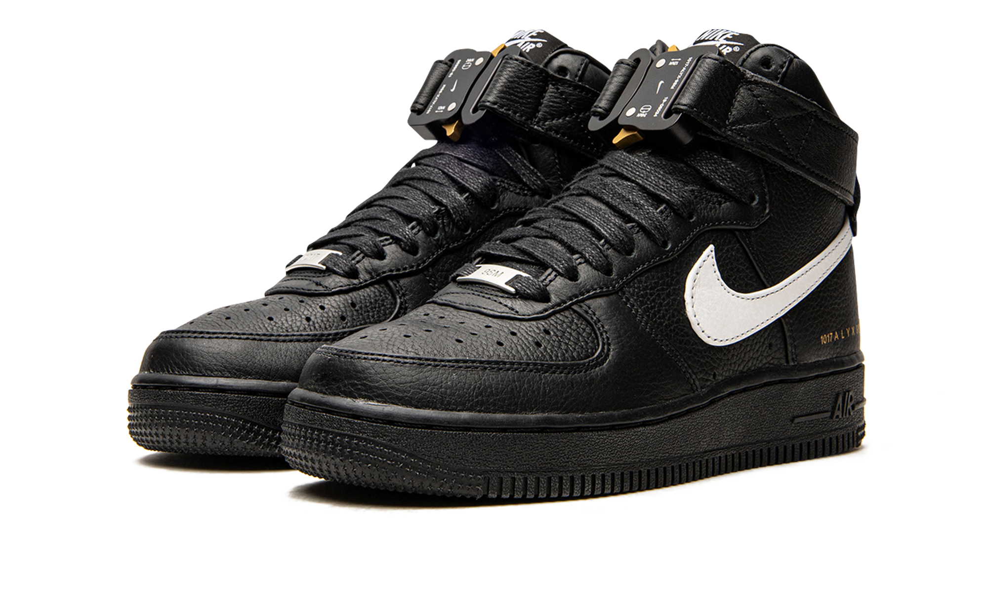 nike air force 1 high 1017 alyx 9sm black white+CQ4018-002+diagnol left view