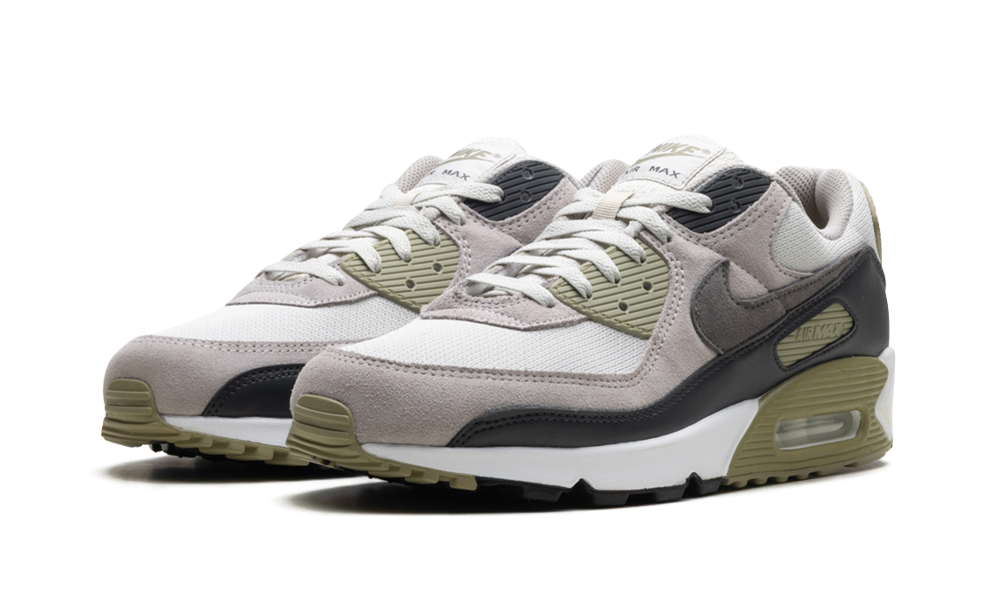 nike air max 90 light bone neutral olive+DM0029-011+diagnol left view