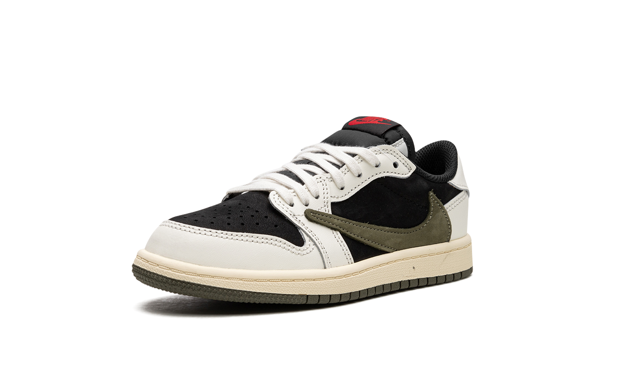 jordan 1 retro low og sp travis scott olive ps+DZ5909-106+left diagnol single view