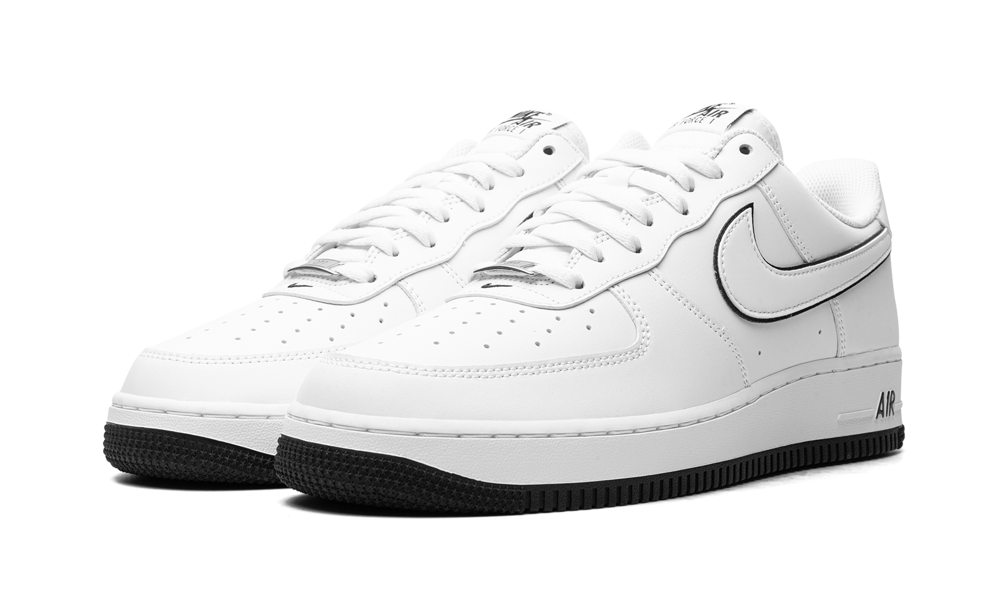 nike air force 1 07 low white black outline swoosh+DV0788-103+diagnol left view