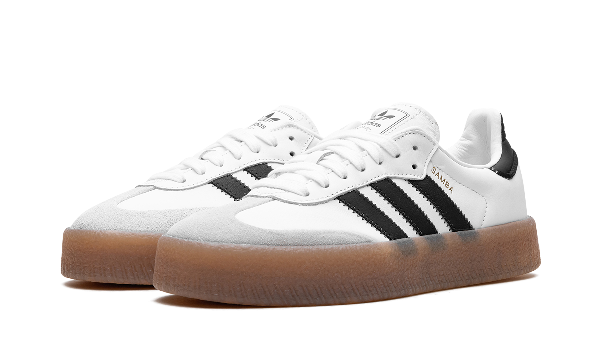 adidas sambae cloud white metallic gold women s+JI1349+diagnol left view