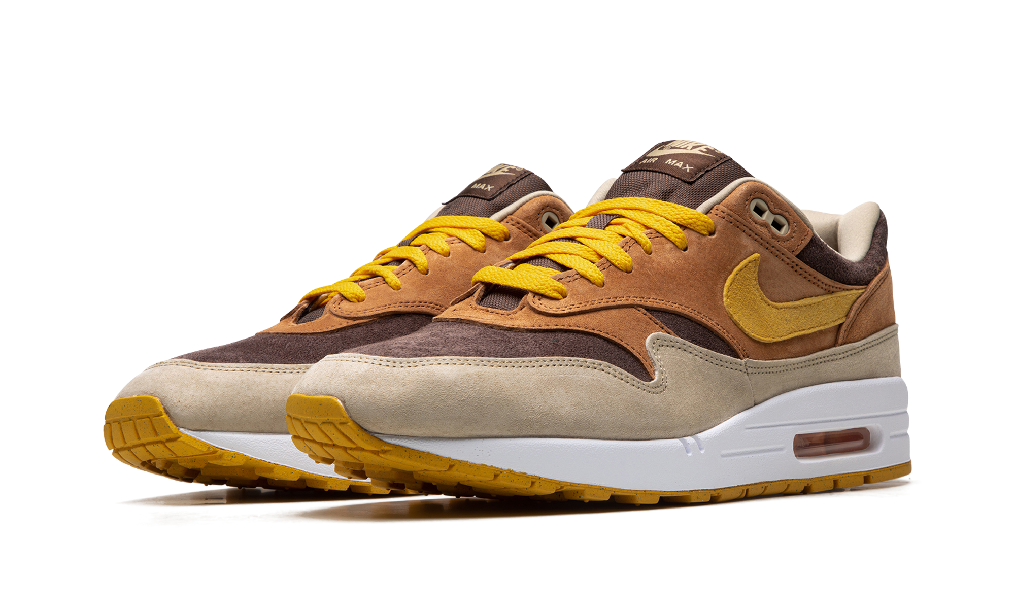 nike air max 1 prm duck pecan yellow ochre+DZ0482-200+diagnol left view