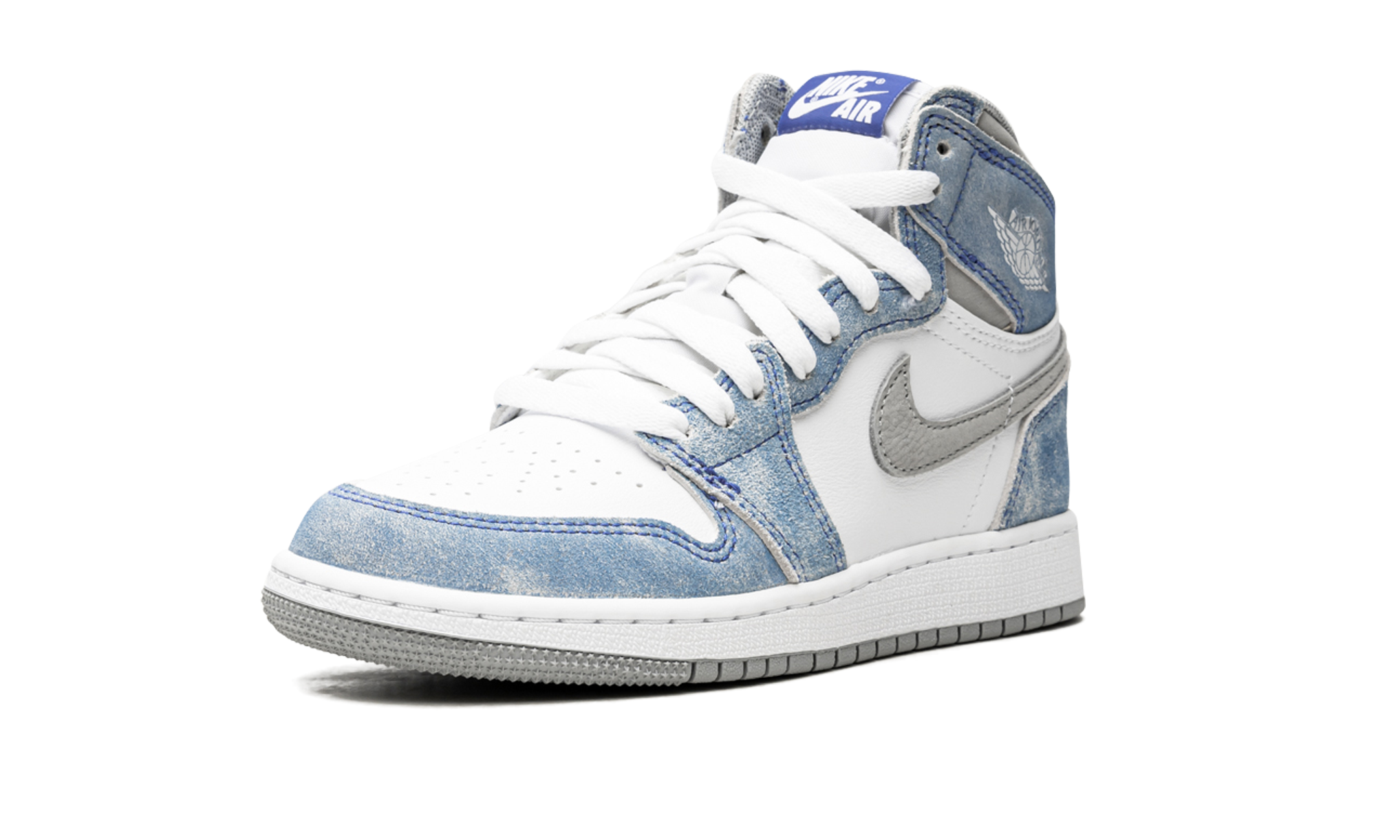 jordan 1 retro high hyper royal smoke grey gs+575441-402+left diagnol single view