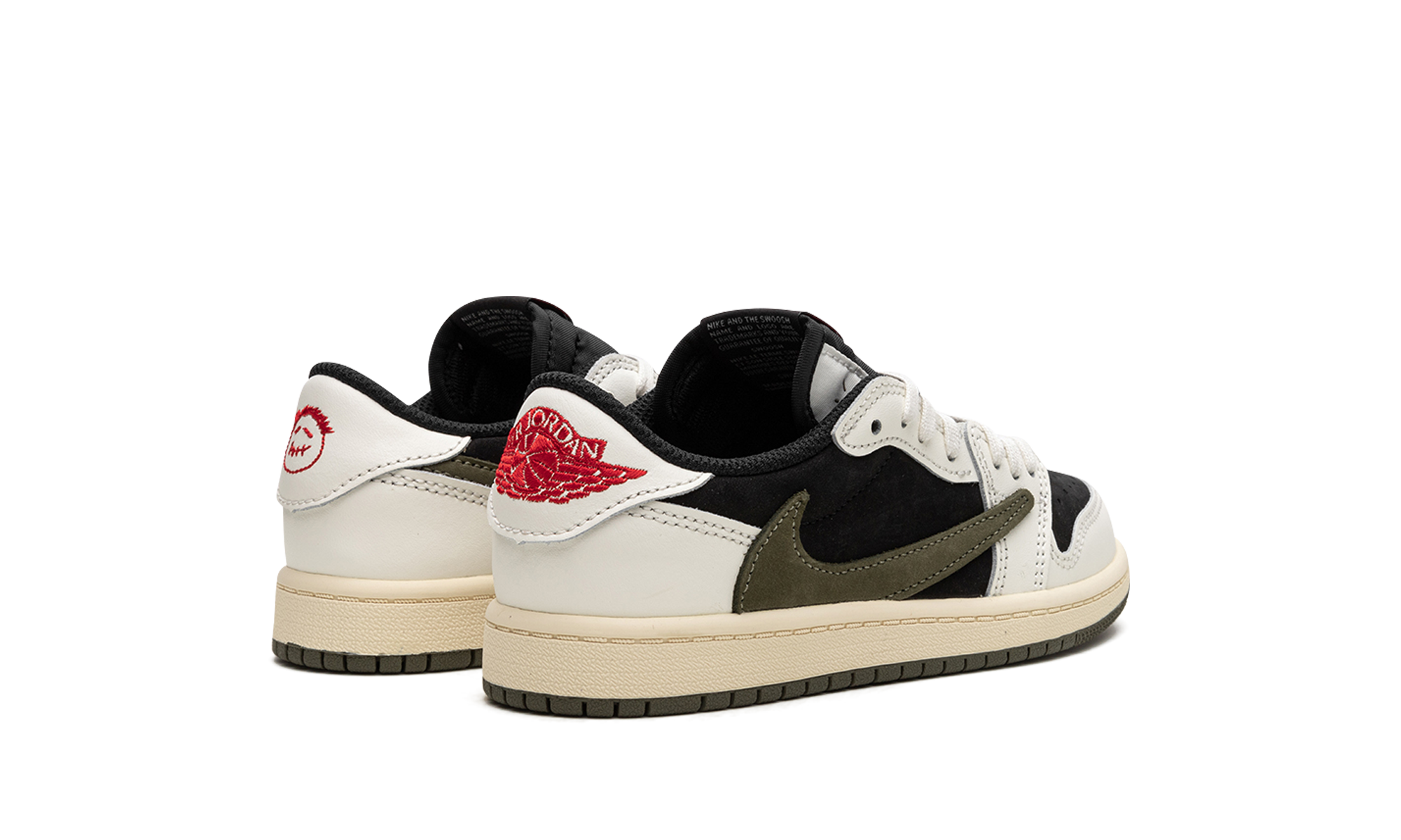 jordan 1 retro low og sp travis scott olive ps+DZ5909-106+diagnol right behind view