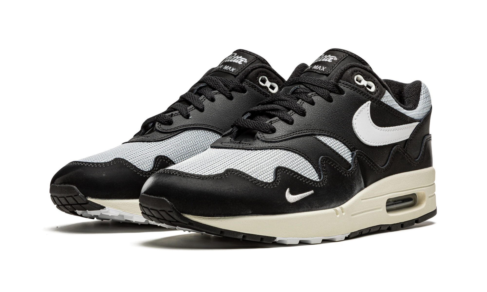 nike air max 1 patta waves black with bracelet+DQ0299-001+diagnol left view