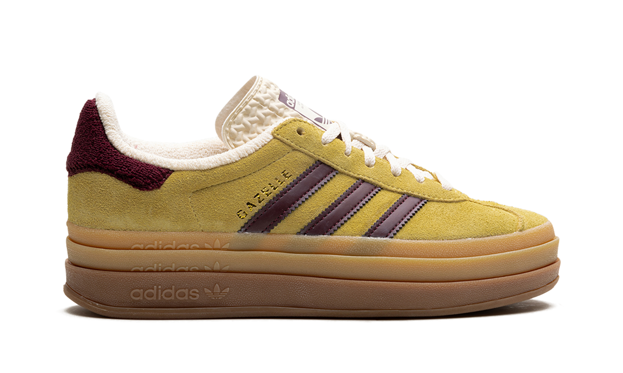 adidas gazelle bold almost yellow maroon women s+IF5937+right view
