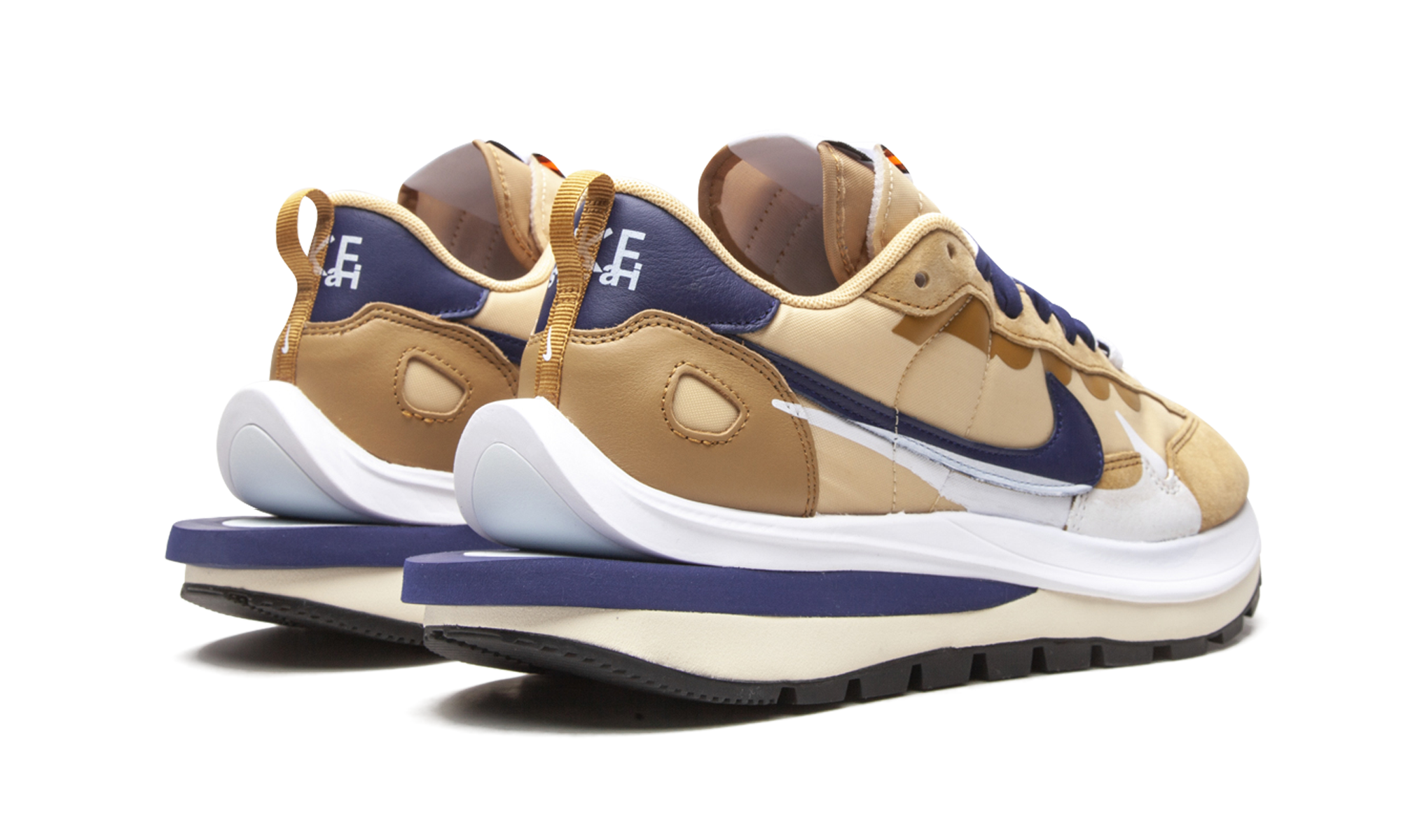 nike vaporwaffle sacai sesame blue void+DD1875-200+diagnol right behind view