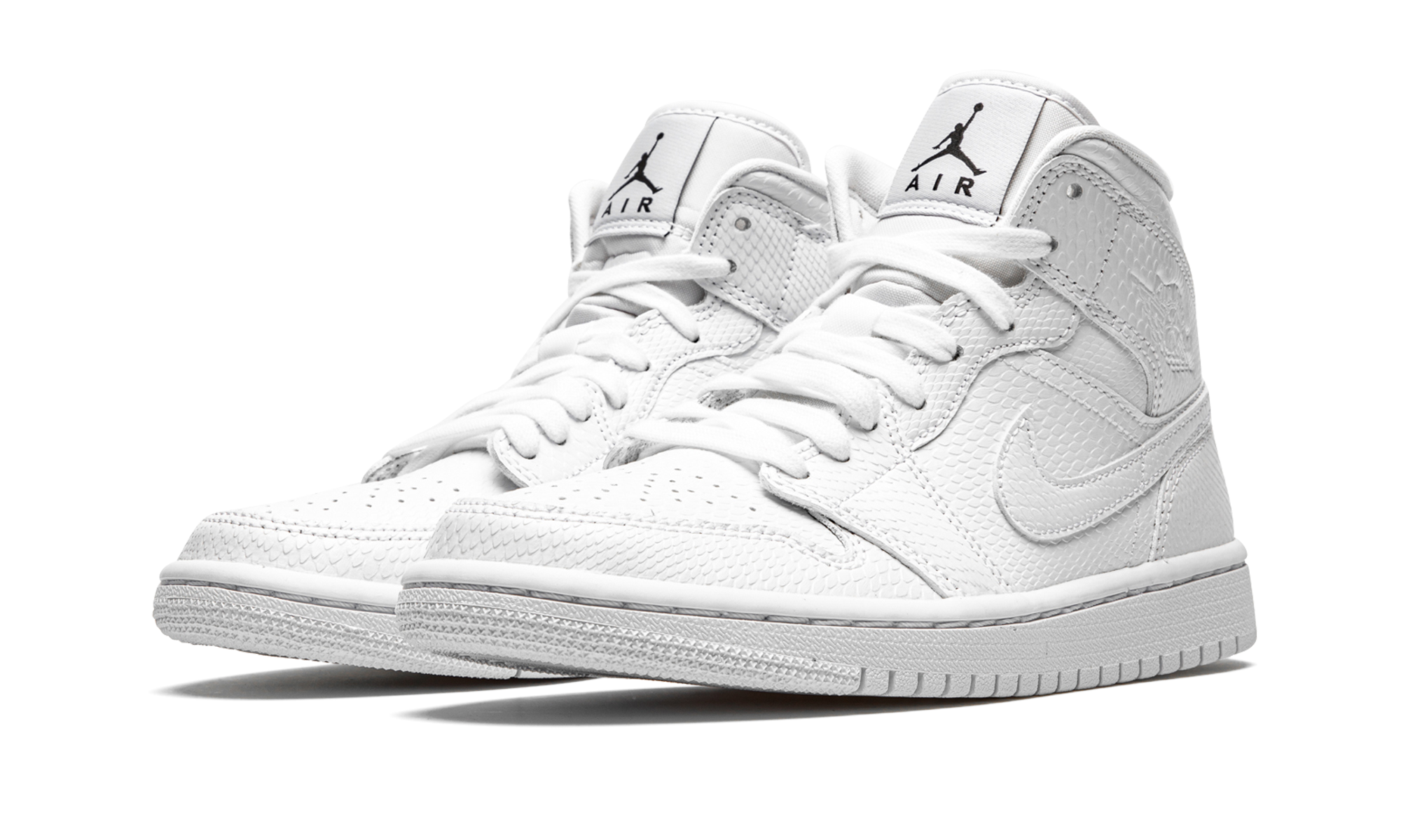 jordan 1 mid white snakeskin women s+BQ6472-110+diagnol left view