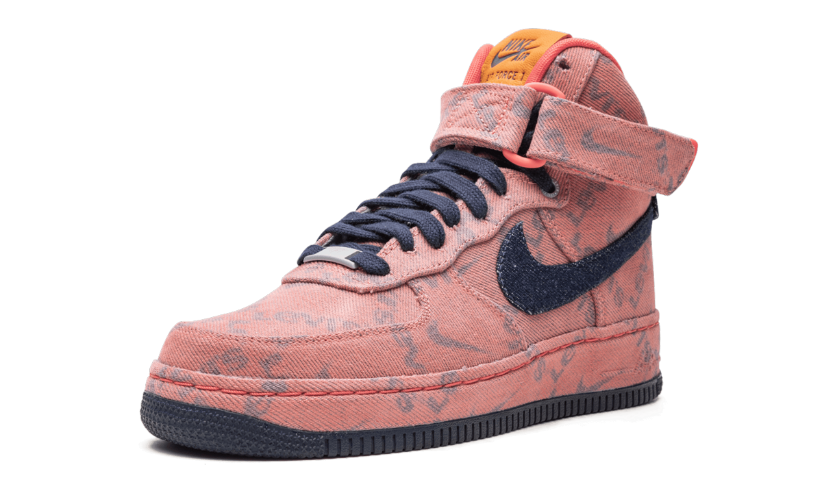 nike air force 1 high levi s exclusive denim+CV0672-844+left diagnol single view