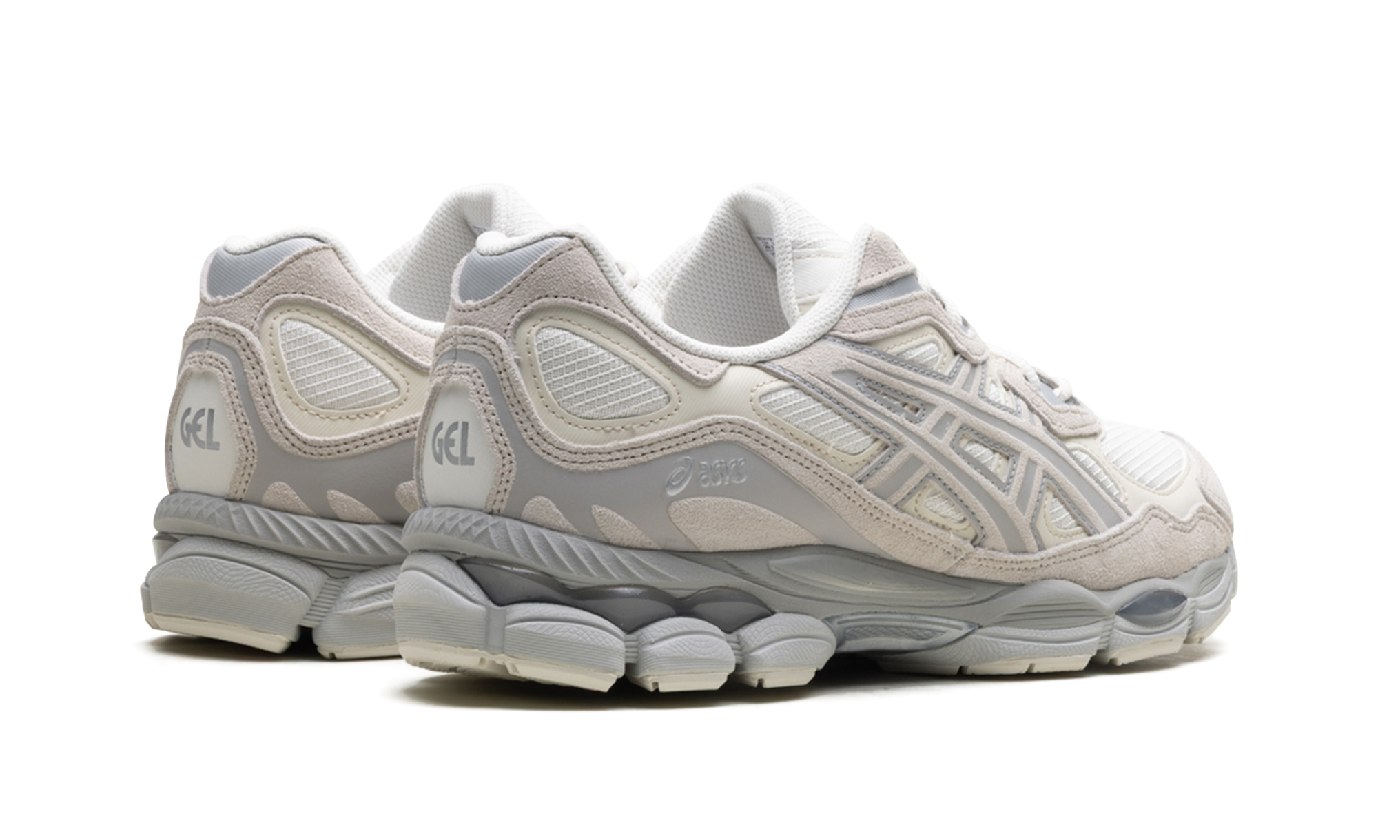 asics gel nyc cream grey+1203A739-100+diagnol right behind view