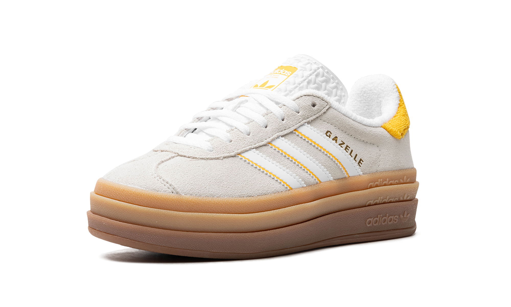 adidas gazelle bold ivory bold gold women s+IH9929+left diagnol single view