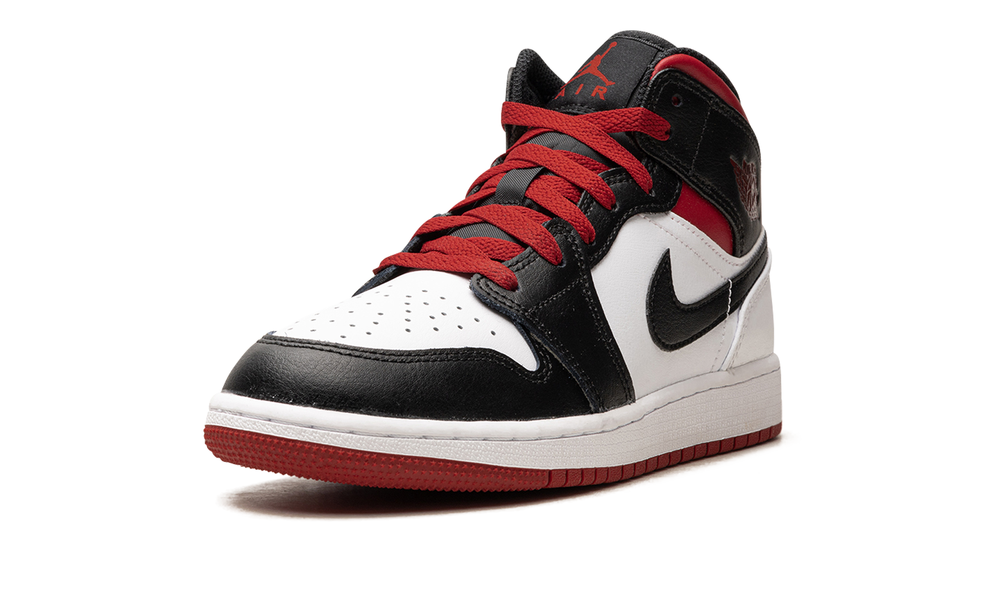 jordan 1 mid gym red black toe gs+DQ8423-106+left diagnol single view