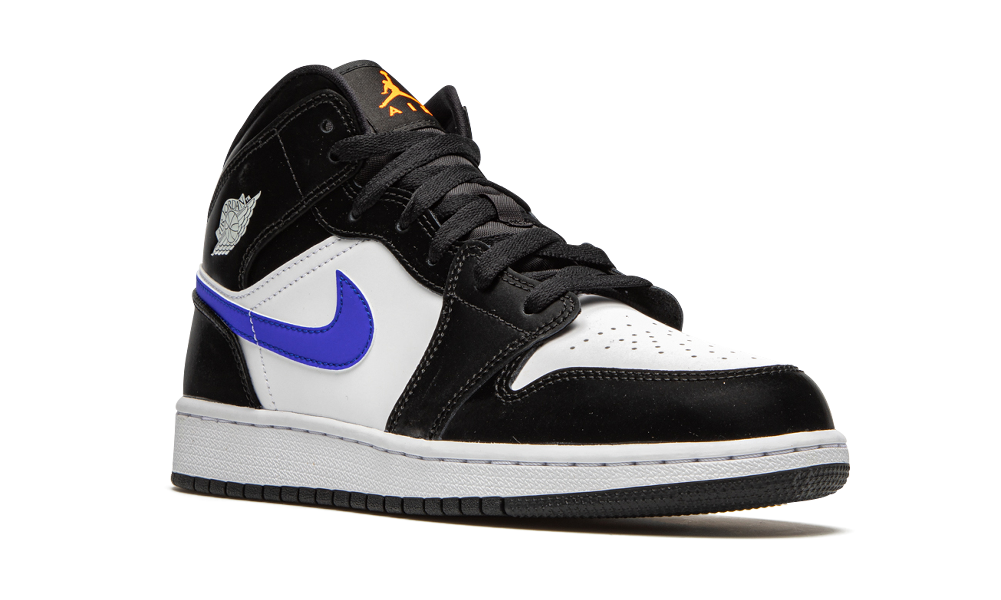 jordan 1 mid black racer blue white gs+554725-084+diagnol right view