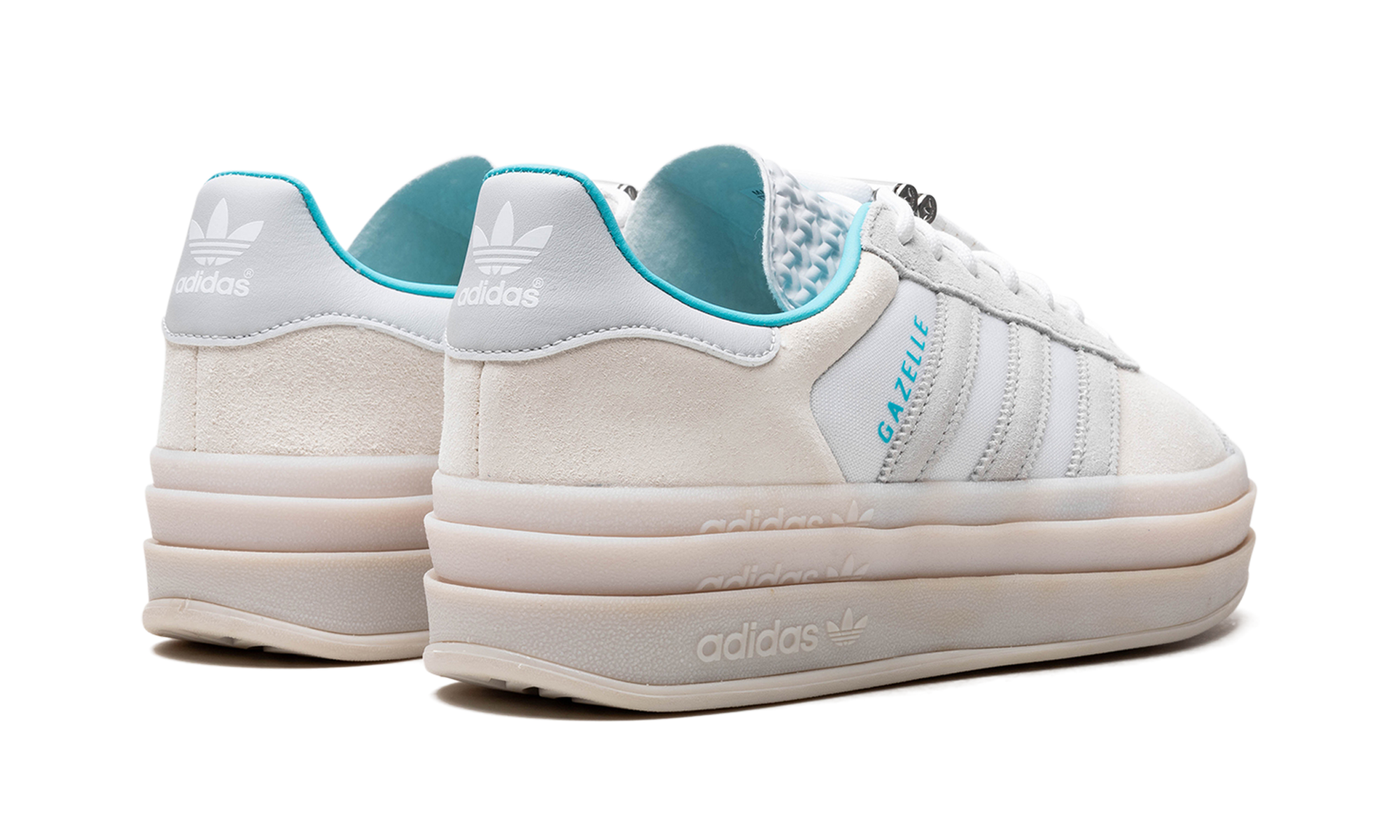 adidas gazelle bold cloud white light blue women s+IH9992+diagnol right behind view