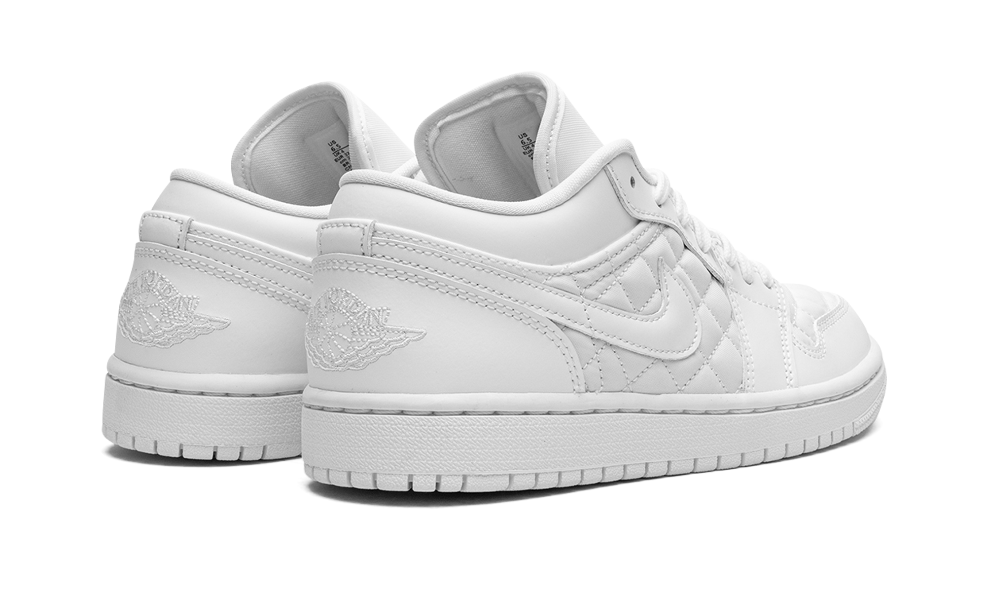 air jordan 1 low quilted white women s+DB6480-100+diagnol right behind view